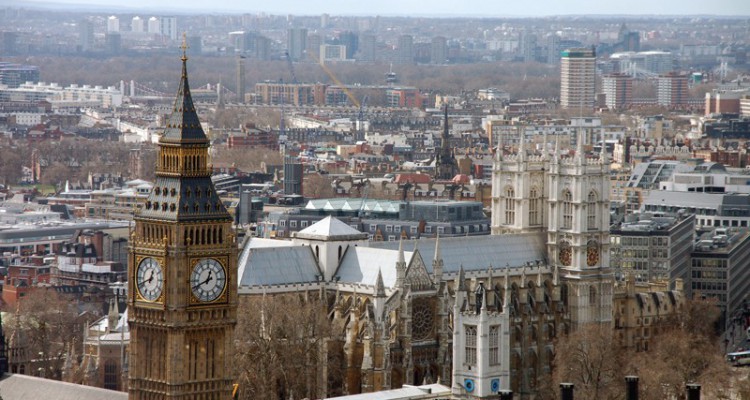 Big Ben and Westminster Abbey viewed from the London Eye