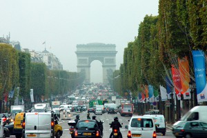 The Champs-Elysées crowned by the Arc de Triomphe