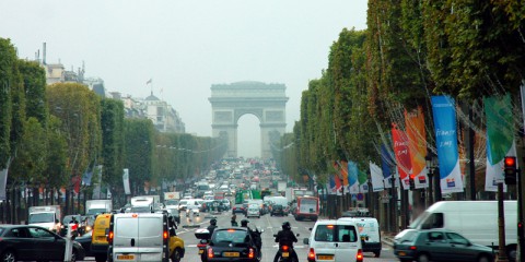 The Champs-Elysées crowned by the Arc de Triomphe