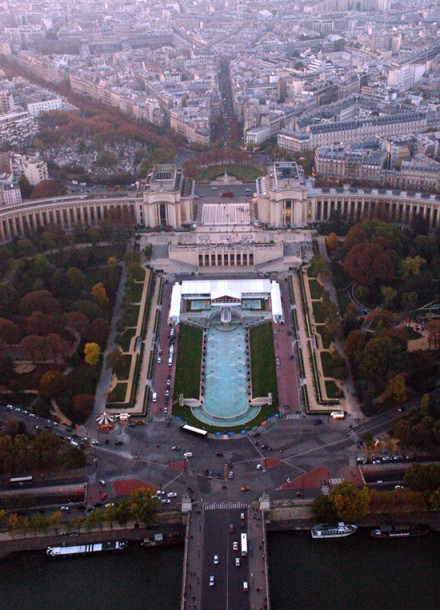 A view of the Trocadero from atop of the Eiffel Tower