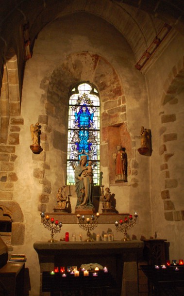 The chapel of the Virgin Mary, inside the small Saint Pierre parish church.