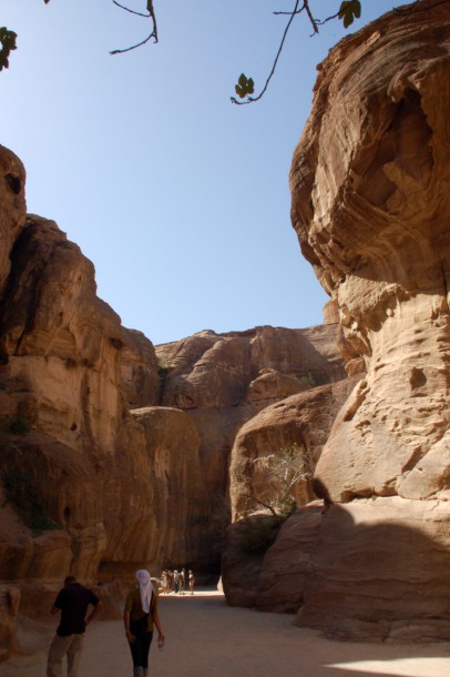 Entering Petra through the winding Siq.