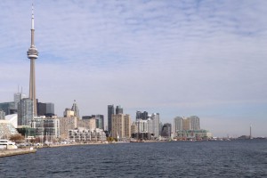 The Toronto skyline, viewed from aboard the Billy Bishop Toronto City Airport ferry. Credit: Julie Kalan