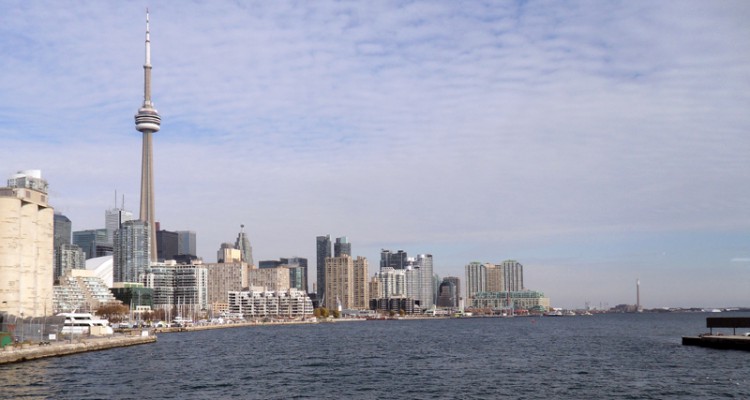 The Toronto skyline, viewed from aboard the Billy Bishop Toronto City Airport ferry. Credit: Julie Kalan