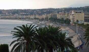 The view of La Baie des Anges, from halfway up the Castle Hill steps Credit: Julie Kalan