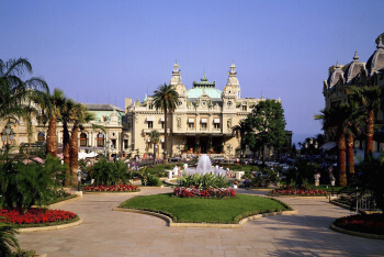 Gardens and fountains gracing the front of Monaco`s famous Monte-Carlo Casino. Credit: Monaco Press Centre Photos