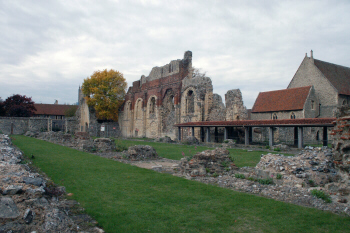 The remains of St. Augustine's Abbey, located just outside the old city walls of Canterbury