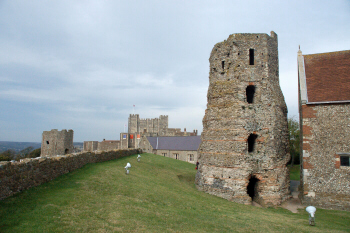 The 2nd Century Roman Pharos (lighthouse) on the Dover Castle grounds.