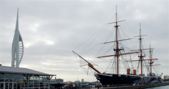 Tower and the HMS Warrior, the world's first iron-hulled, armoured warship powered by steam and sail
