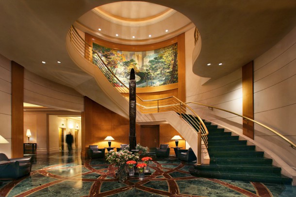 The grand staircase of the Sofitel New York
