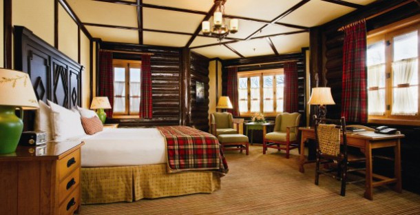 Comfortable guest rooms are designed with rustic elegance 