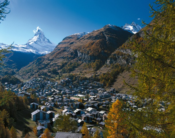 Zermatt is a car free community with the legendary Matterhorn towering over the Matter Valley Swiss Tourism