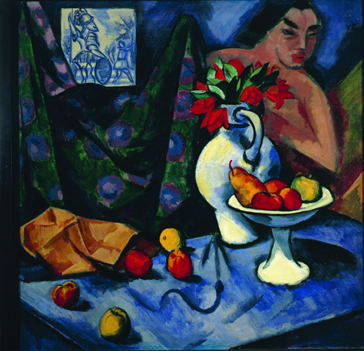 Still Life with Nude, Tile, and Fruit     Max Pechstein