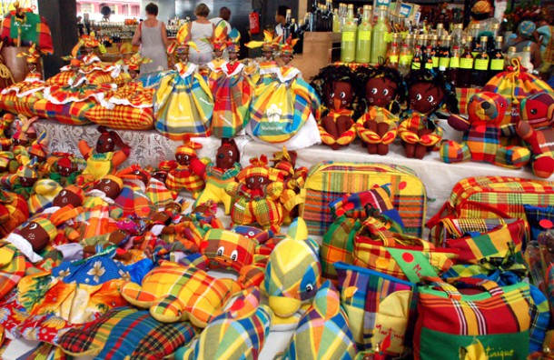Colourful souvenirs at the Fort de France covered market. 