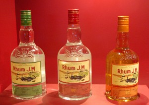 Rhum J.M bottles on display in the distillery's boutique. White Rhum Agricole and Golden Rhum Agricole (the colour is a natural result of aging in oak casks). Credit: Julie Kalan