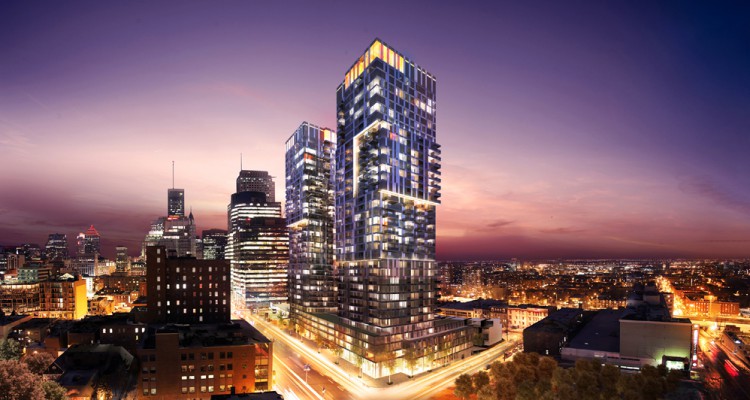 The unique 38-storey twin towers of YUL will be a landmark on the Montreal skyline