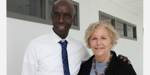 Tropical and parasitic disease expert Dr. Momar Ndao with Eleanor Nicholls, a generous donor to the MUHC Foundation