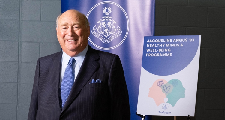 The Honourable David Angus announcing the Jacqueline Angus Healthy Minds and Well-Being Programme at Trafalgar School for Girls