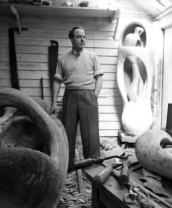 Henry Moore in the “Top Studio,” Perry Green, about 1953.