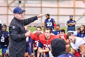 Addressing a group of Alouettes hopefuls