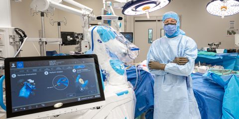 State-Of-The-Art Orthopedic Surgery At The JGH Changes Lives - The JGH’s Dr. David Zukor, all suited up to perform knee surgery with the latest donor-supported technology.