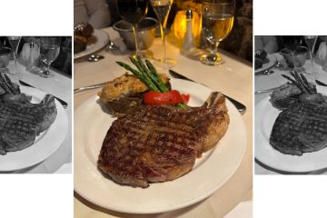 Gibbys signature main course, a Gibbys Cut juicy rib steak