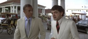 A scene set in Nassau with Sean Connery and Rowan Atkinson in Never Say Never Again (1983)