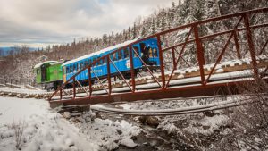 Trains ascend several times a day to Waumbek Station in an alpine meadow just below tree line 4,000-foot above sea level, halfway up the mountain