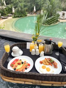 A floating breakfast is a signature Tulum experience, blending luxury and nature  