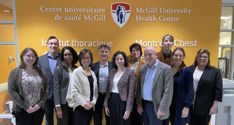 The Montreal Chest Institute: A century of breathtaking innovation and breath-giving care under one roof (L-R) Mellissa Gaudet, Dr. Bryan Ross, Dr. Sushmita Pamidi, Dr. Dao Nguyen, Dr. Basil Petrof, Dr. Deborah Assayag, Dr. Carolyn Baglole, Dr. Ron Olivenstein, Dr. Ben Smith, Dr. Inga Murawski and Melanie Lemay